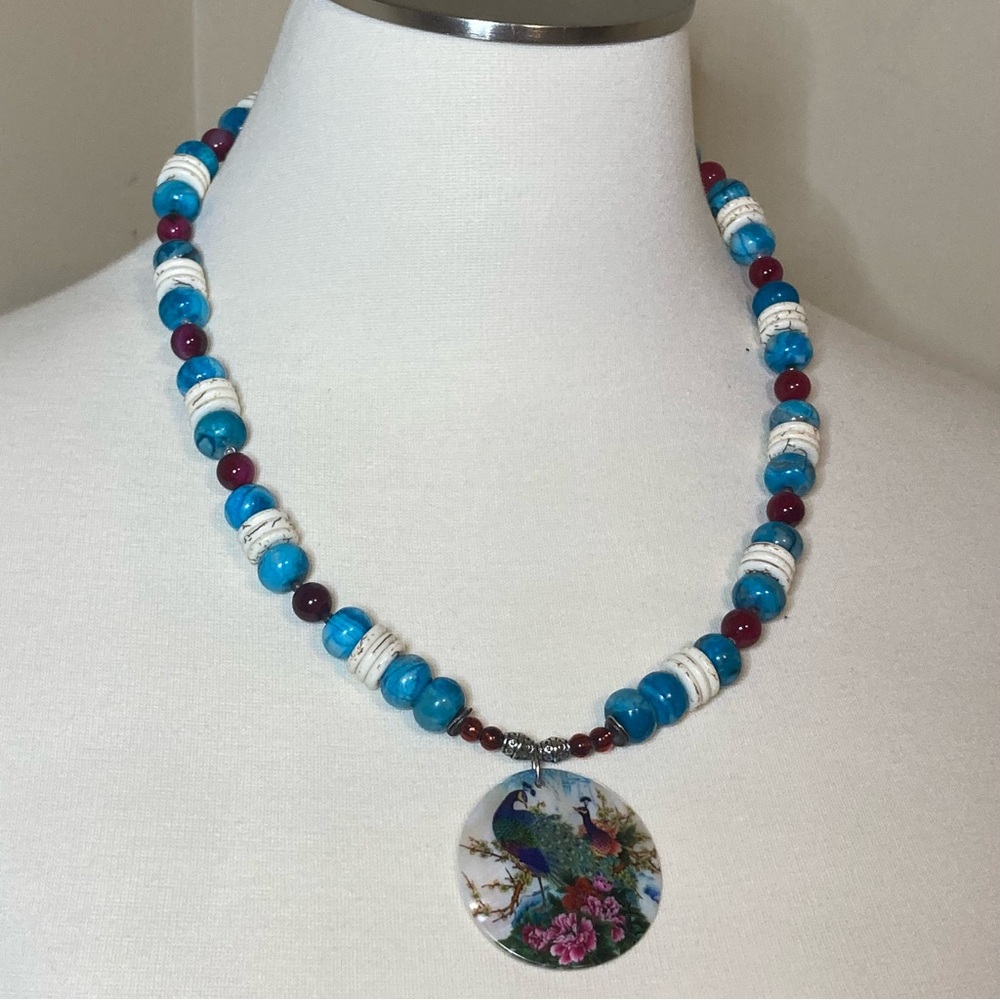 HANDMADE BEADED PEACOCK NECKLACE